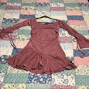 Bear Dance Dusty Rose Long Sleeve Flared Dress